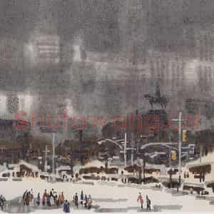 1991年 徐希《公园瑞雪》国画山水作品图片鉴赏