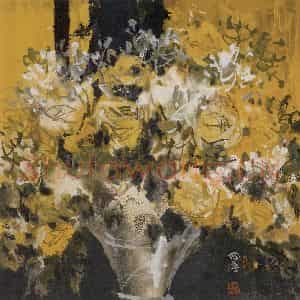 1993年 徐希《美国黄玫瑰》国画花鸟作品图片鉴赏