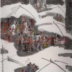1993年 徐希《拉萨集市》国画综合作品图片鉴赏