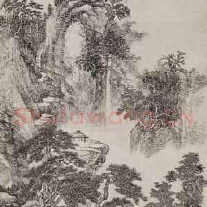清代 王翚《王翚茅屋长松图轴》国画山水作品图片鉴赏