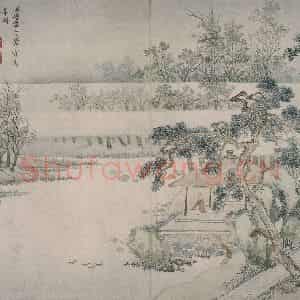 清代 王翚《王翚溪亭独坐图片》国画综合作品图片鉴赏