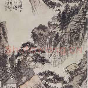 清代 石涛《石涛松窗读易图轴》国画综合作品图片鉴赏