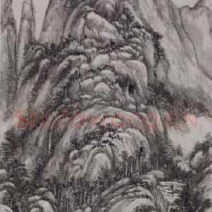 清代 王原祁《王原祁仿巨然山水图轴》国画山水作品图片鉴赏