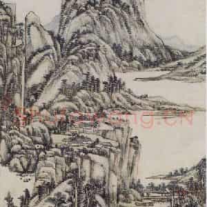清代 王原祁《王原祁仿大痴山水图轴》国画山水作品图片鉴赏
