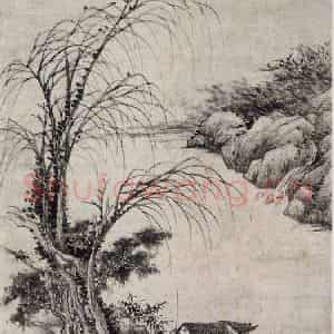 清代 黄鼎《黄鼎平冈渔艇图轴》国画综合作品图片鉴赏