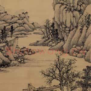 明代 沈周《沈周秋泛图轴》国画综合作品图片鉴赏