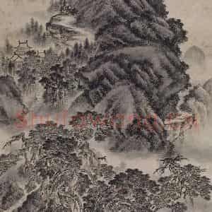明代 袁尚统《袁尚统泰山松色图轴》国画综合作品图片鉴赏