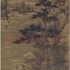 明代 蓝瑛《蓝瑛断桥残雪图轴》国画山水作品图片鉴赏