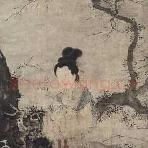 明代 唐寅《唐寅杏花仕女图轴》国画人物作品图片鉴赏