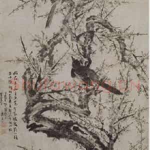 清代 陈嘉言《陈嘉言梅鹊图轴》国画花鸟作品图片鉴赏
