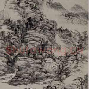 清代 王鉴《王鉴仿倪瓒山水图轴》国画山水作品图片鉴赏