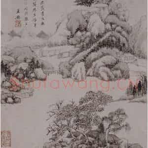 清代 王鉴《王鉴仿宋元山水图册》国画山水作品图片鉴赏