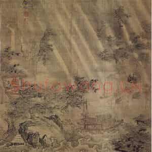 清代 谢彬《谢彬风雨归舟图轴》国画综合作品图片鉴赏