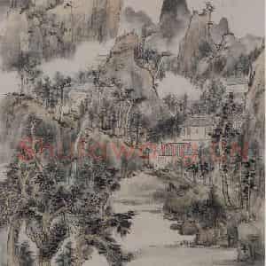 清代 髡残《髡残江寺孤舟图轴》国画综合作品图片鉴赏