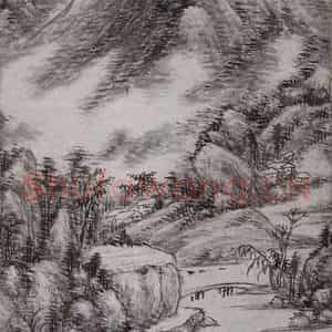清代 奚冈《奚冈幽居图轴》国画山水作品图片鉴赏