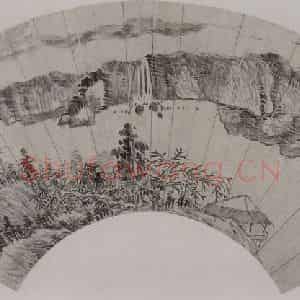 清代 戴熙《戴熙、毕涵山水扇面》国画山水作品图片鉴赏