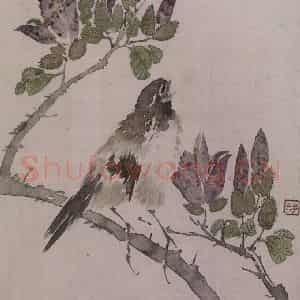 清代 任薰《任薰翎毛花卉图册》国画花鸟作品图片鉴赏