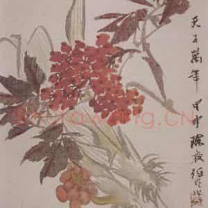 清代 任颐《任颐花果图册》国画花鸟作品图片鉴赏