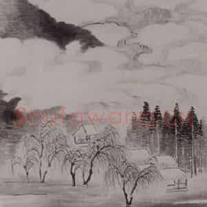 现代 林纾《林纾吴山烟雨图轴》国画山水作品图片鉴赏