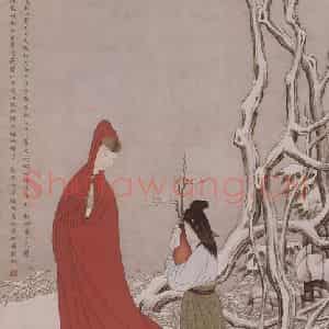 现代 俞明《俞明仕女梅花图轴》国画人物作品图片鉴赏