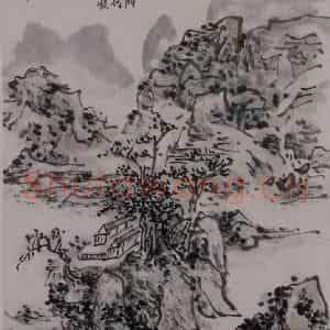 1944年 黄宾虹《黄宾虹写李檀园诗意山水图册》国画山水作品图片鉴赏