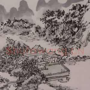 1944年 黄宾虹《黄宾虹写李檀园诗意山水图册》国画山水作品图片鉴赏
