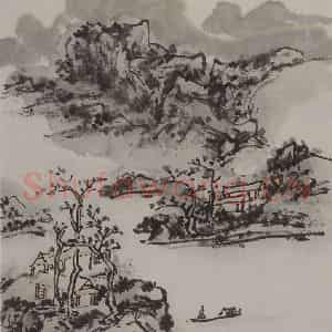 1944年 黄宾虹《黄宾虹写李檀园诗意山水图册》国画山水作品图片鉴赏