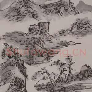 1944年 黄宾虹《黄宾虹写李檀园诗意山水图册》国画山水作品图片鉴赏