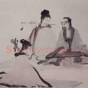 现代 傅抱石《傅抱石东山丝竹图轴》国画人物作品图片鉴赏