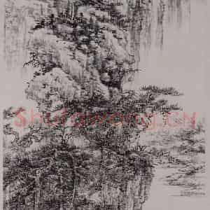 1939年 吴镜汀《吴镜汀群松叠嶂图轴》国画山水作品图片鉴赏