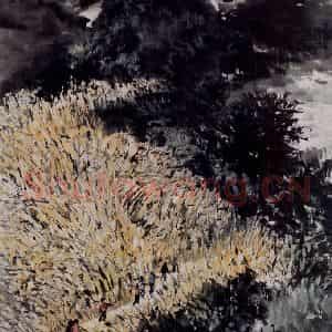 现代 石鲁《石鲁麦浪图轴》国画综合作品图片鉴赏