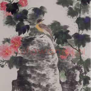 1978年 谢稚柳《谢稚柳花鸟图轴》国画花鸟作品图片鉴赏