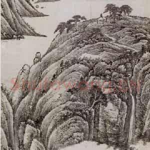 清代 董邦达《董邦达松亭飞瀑图轴》国画山水作品图片鉴赏
