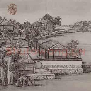 清代 姚文瀚《姚文瀚楼阁图轴》国画综合作品图片鉴赏