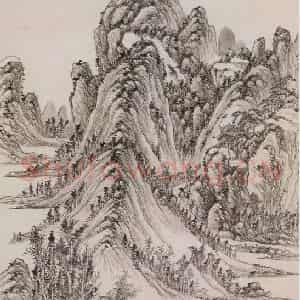 清代 徐扬《徐扬奇峰俊秀图轴》国画山水作品图片鉴赏