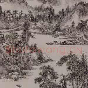 清代 王宸《王宸仿大痴山水图轴》国画山水作品图片鉴赏