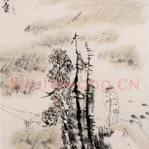 1997年 方增先《板桥扶杖》国画综合作品图片鉴赏