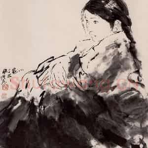 1997年 方增先《小花》国画人物作品图片鉴赏