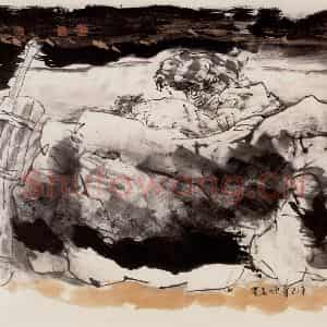 2001年 方增先《帐篷里的母亲》国画人物作品图片鉴赏