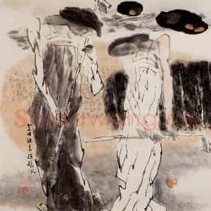 2002年 方增先《白云蓝天》国画综合作品图片鉴赏