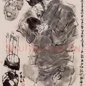 2004年 方增先《玩砚》国画综合作品图片鉴赏