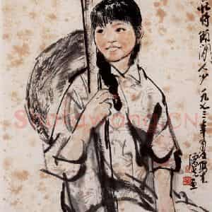 1973年 方增先《农忙时节闲人少》国画人物作品图片鉴赏