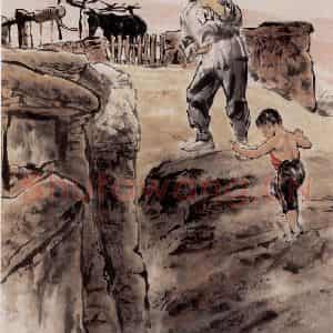 1975年 方增先《祖孙艳阳天之四》国画人物作品图片鉴赏