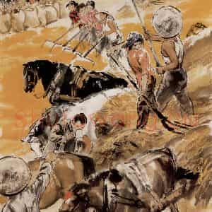 1975年 方增先《秋收艳阳天之五》国画综合作品图片鉴赏