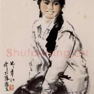 1977年 方增先《北京女工》国画人物作品图片鉴赏