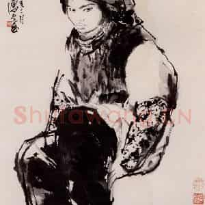 1983年 方增先《村姑》国画人物作品图片鉴赏