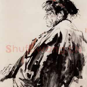 1983年 方增先《牧民侧像》国画人物作品图片鉴赏