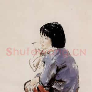 1983年 方增先《小女孩》国画人物作品图片鉴赏