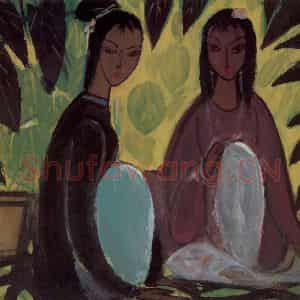 70年代 林风眠《南方》国画人物作品图片鉴赏