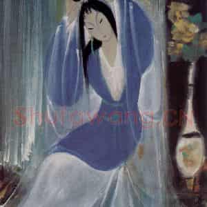 70年代 林风眠《早晨》国画人物作品图片鉴赏